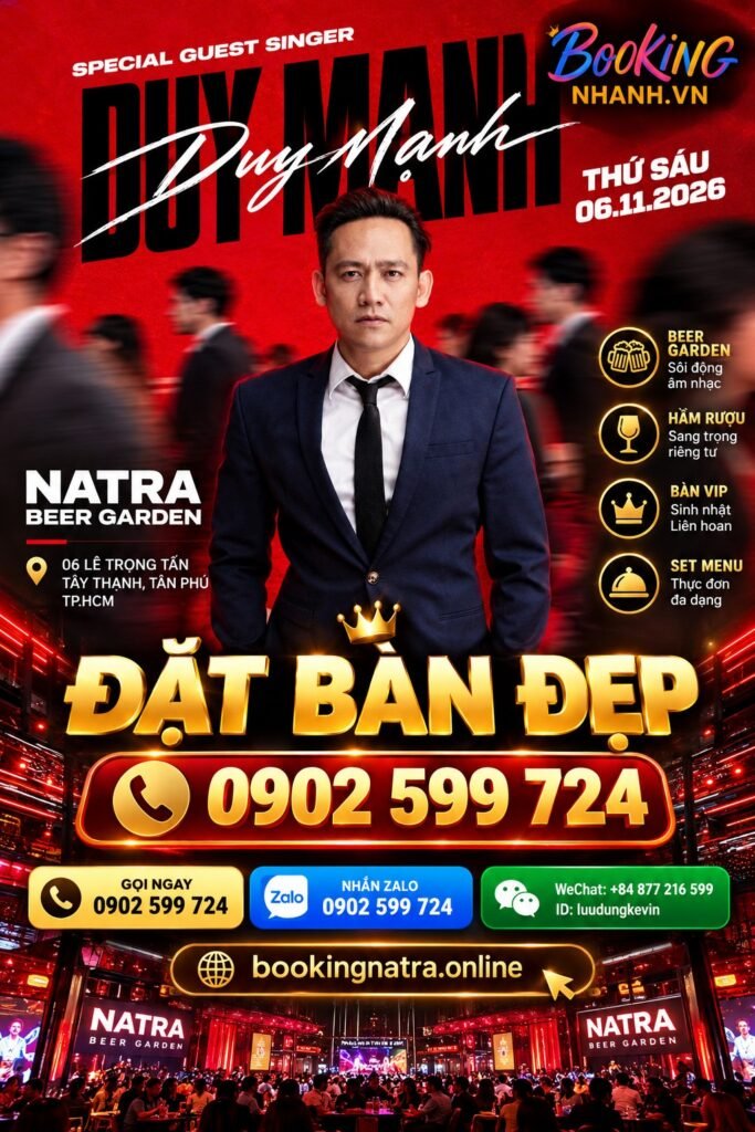 Poster sự kiện ca sĩ Duy Mạnh tại Natra Beer Garden ngày 06/11/2026